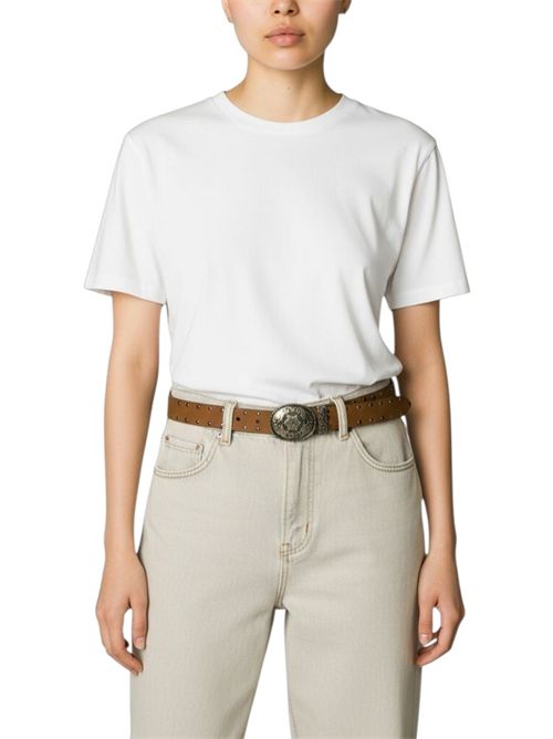 cintura donna cammello con fibbia tonda BaxLab Milano | M72OV-106